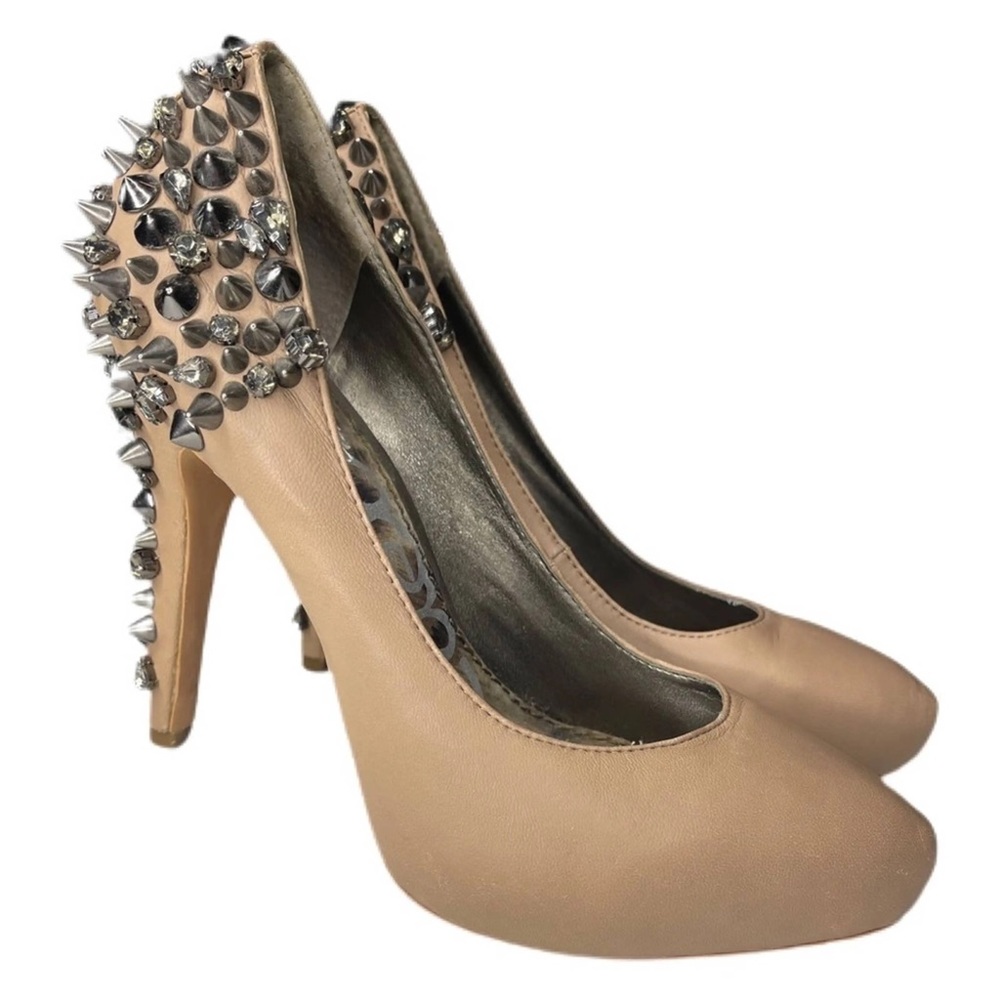 Sam Edelman beige nude studded spikes heels spiked